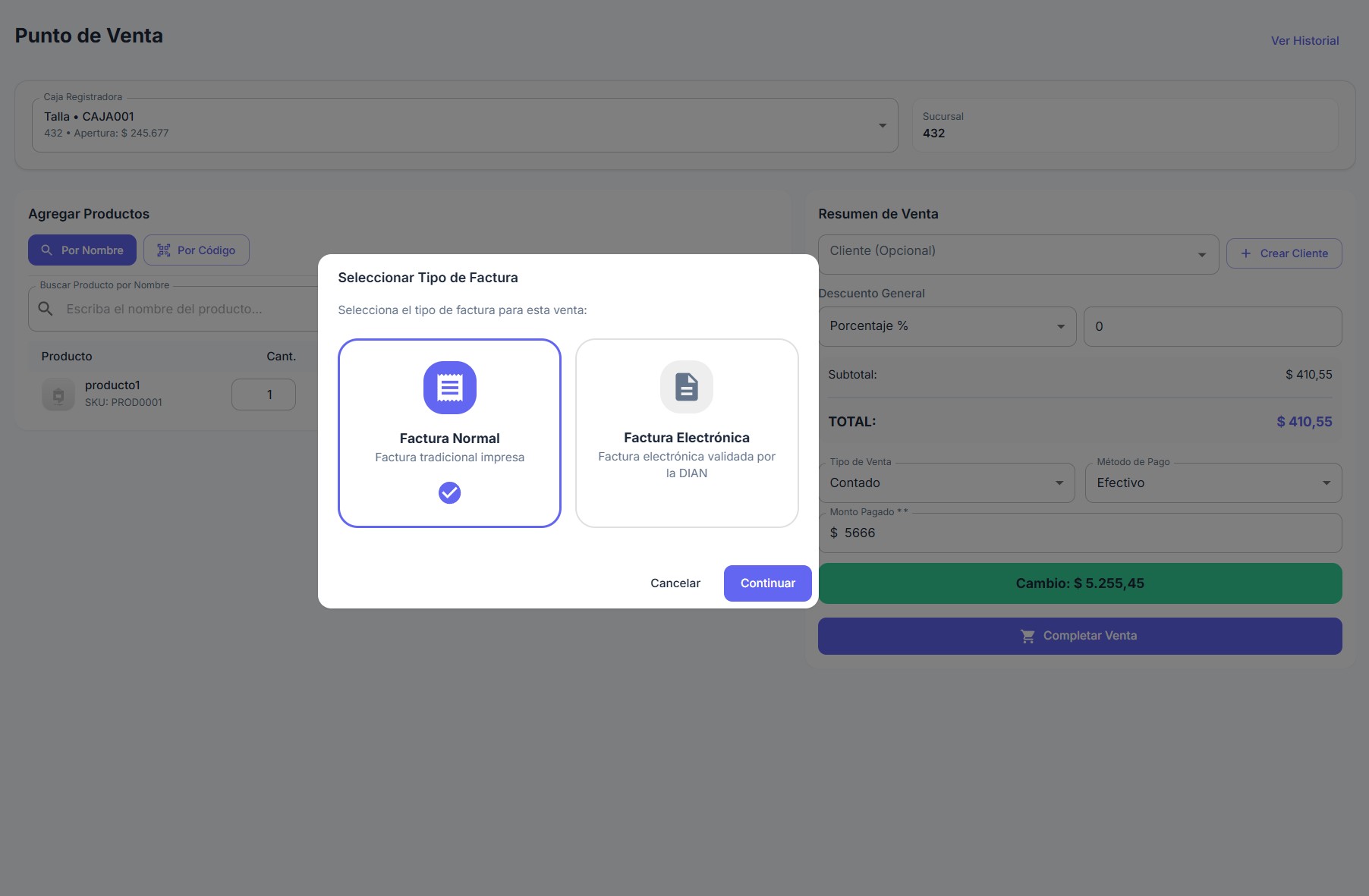 Sistema de punto de venta avanzado POSENT con múltiples métodos de pago